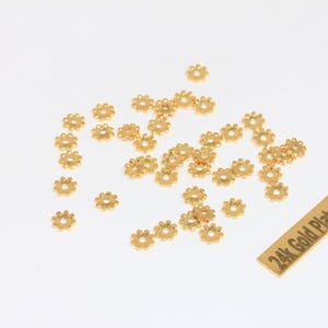 5mm 24k Shiny Gold Snowflake Spacer Beads, Tiny Snowflake Beads, Connector Charms, SBF, BRT38