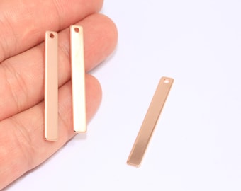 5 x 40 mm Rosegold Rechteckrohling, Flachbarren Charm, Lange Namensplatte, Stanzrohling, Personalisierter Bar, Rosévergoldetes Zubehör, ROSE647
