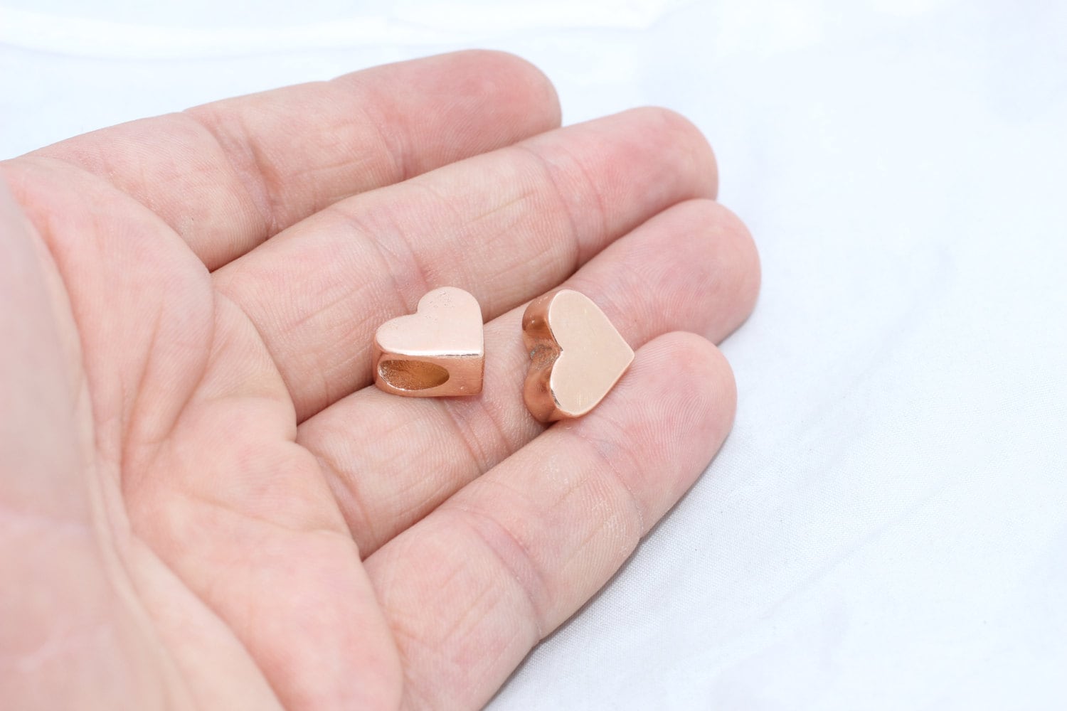 12x15mm Rose Gold Heart Beads Large Hole Beads Heart Beads Etsy