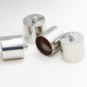 10 Pcs 18x20mm Silver Color End Caps, Inner Size 17mm, Large End Caps, Cord End Caps, Tassel Caps, Silver Color Plated Findings, SEC, NED34