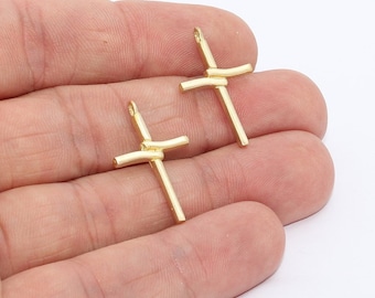 5 st 15 x 25 mm korshänge i rå mässing, korshalsband, kristet korshänge, religiösa berlocker, hänge i rå mässing, AE227