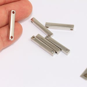 4x25mm Rhodium Plated Bar, Solid Brass Bar, Two Hole Bar, Stamping Bar, Bar Necklace, Personalized Charms, Silver Plated Findings, MTE661