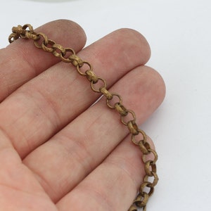 16,5 Feet 5,5mm Raw Brass Rolo Chain, Soldered Chain, Bulk Lot Chain, Soldered Chain, Brass Link Chain, Raw Brass Chains, BXB168