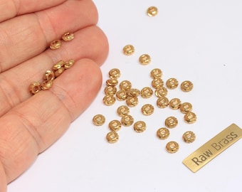5mm Raw Brass Spacer Beads, Brass Spacers, Faceted Rondelle Beads, Round Industrial Beads, Connector Beads, Raw Brass Findings, MTE1050