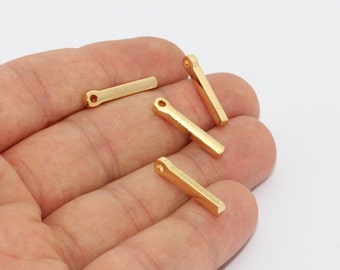 3x20mm 24k Shiny Gold Bar, Bar Charms, Gold Charms, Bar Necklace, Vertical Bar Pendant, Bar Pendant, Gold Plated Pendant, MTE1161