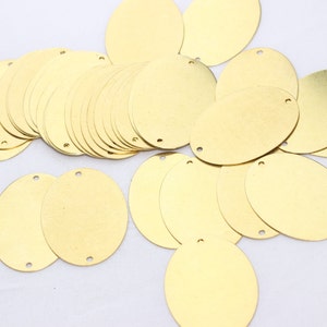 10 Pcs 27x37mm Raw Brass Oval Coins, Two Hole Disc, Oval Disc, Coin Charms, Bracelet Connector, Stamping Tag, Raw Brass Charms, AE79