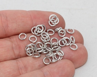 17 Ga 6mm Rhodium Plated Jump Rings, Silver Connector, Open Jump Rings, Bulk Silver Plated Jump Rings, Jewelry Making Supplies, HFJ, MTE969