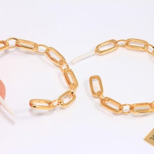 50mm 24k Shiny Gold Hoop Earrings, Modern Earrings, Chain Style Large Hoops, Round Chain Link Hoops, Gold Plated Findings, CHK512-6