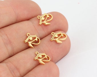5 Pcs 10mm 24k Shiny Gold Egyptian Eye, Eye Of Horus Charms, Horus Necklace, Bracelet Charms, Ra Pendant, Gold Plated Findings, MTE567