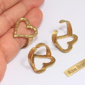 19mm Raw Brass Heart Rings, Brass Heart Shaped Rings, Statement Rings, Outline Heart Rings, Women&#39;s Rings, Raw Brass Findings, MTE119