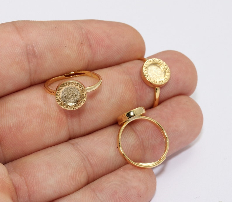 Circle Rings MLS263 17mm 24k Shiny Gold Rings Medallion Coin Rings Gold Plated Findings Gold Plated Rings Gold Statement Rings