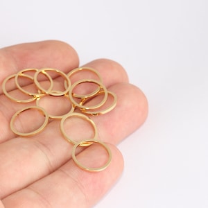 14mm 24k Shiny Gold Closed Ring, Connectors, Circle Connector, Round Connector, Gold Plated Hoops, Gold Plated Findings, SLM770