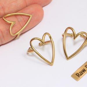 16-17mm Raw Brass Heart Rings, Brass Heart Shaped Rings, Statement Rings, Outline Heart Rings, Women&#39;s Rings, Raw Brass Findings XP83