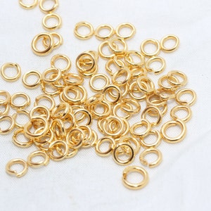 100 Pcs 18 Ga 5mm 24k Shiny Gold Jump Rings, Gold Connector, Open Jump Rings, Bulk Gold Jump Rings, Jewelry Making Supplies, BFJ, DOM6