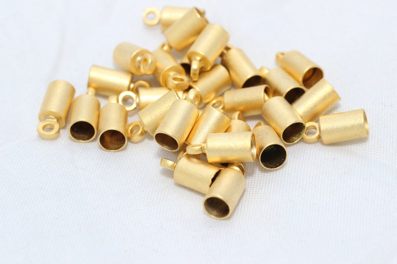 Cord end DOM34 Industrial 20 Pcs Inner 3mm 24k Matt Gold Bead Caps Bracelet end Solid End Cap