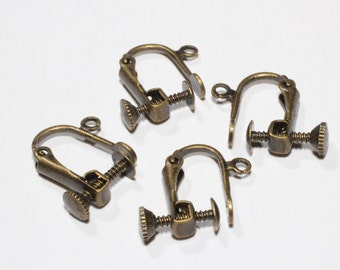 10 pezzi 14 x 18 mm orecchini a clip in bronzo antico con chiusura a vite, chiusura a vite per orecchini, orecchini senza piercing, orecchini in bronzo regolabili, CMR18