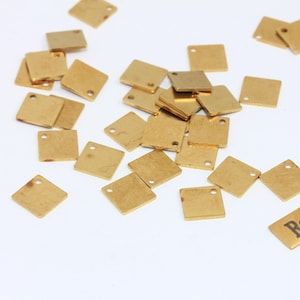 Raw Brass Square Charm, Tiny Tag, Jewelry Making Supplies, Metal Charms (9x9mm), SOM269