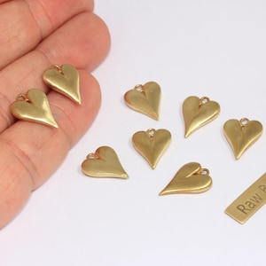 12x16mm Raw Brass Heart Charms, Heart Shaped Pendant, Heart Necklace Charms, Heart Disc Charm, Raw Brass Findings, MTE84
