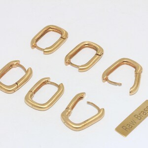 Shiny Gold Plated Oval Hoop Earrings, Raw Brass Lever back, 15x20mm, MLS1012