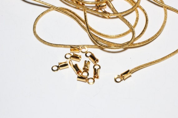33 Feet 1,2mm 18k Shiny Gold Snake Chain, Gold Cable Chain, Round Cable Chain, Bulk Chain, Jewelry Findings, Gold Plated Chains, BXB11