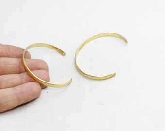 4mm Raw Brass Cuff Bangle, Adjustable Stacking Bracelet, TVF58