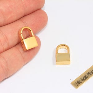 11x18mm 24k Shiny Gold Padlock Charms, Mini Lock, Opening Padlock Charm, Love Lock Necklace, Padlock Pendant, Gold Plated Findings, CHK262-8
