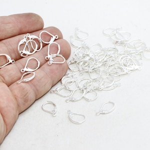 10x16mm Silver Color Earrings, Leverback Earrings, French Ear Hooks, Ear Wires With Plain Front, Silver Color Plated Findings, CMR75