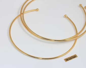 24k guldpläterat trådchokerhalsband, elegant kulhalsmanschett, CHK633-7