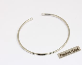 2 mm rhodinierter Draht Armband, erweiterbarer Armreif, Armband Armreif, verstellbare Armbandeinstellungen, versilbertes Zubehör, BRT264-2