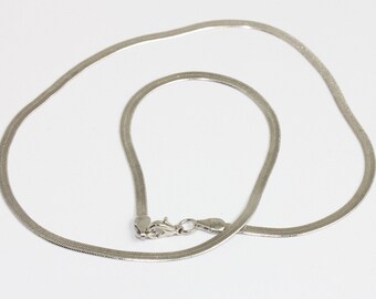 17" 3mm Rhodium Plated Snake Chains, Wide Snake Chains, Cable Chain, Snake Choker Necklace, Ready Necklace, Silver Plated Necklace, CHK550-1