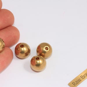 12mm Raw Brass Beads, Solid Brass Beads, Round Beads, Ball Spacer Beads, Hollow Ball Charms, Raw Brass Findings, BDS13