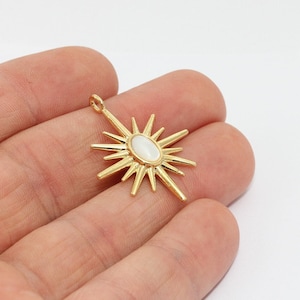 25x32mm 24k Shiny Gold North Star Charm, Cream Stone North Star, North Star Necklace, Gold North Star, Star Pendant, BRT809