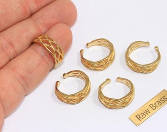 Anelli in ottone grezzo da 15-16 mm, anelli a maglie, anelli a tripla corda, anelli impilabili in ottone grezzo, anelli delicati, piccoli anelli in ottone grezzo, ROSE420