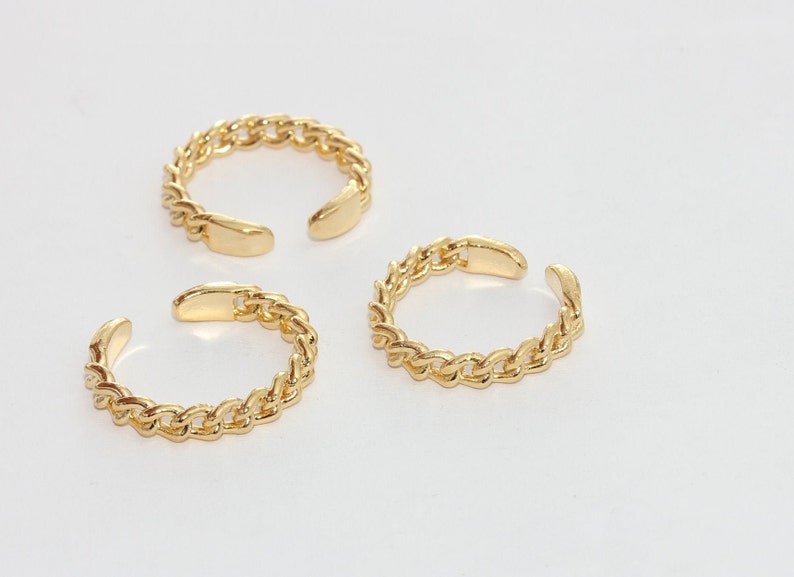 16mm 24k Shiny Gold Chain Ring Chain Ring Adjustable Ring Etsy