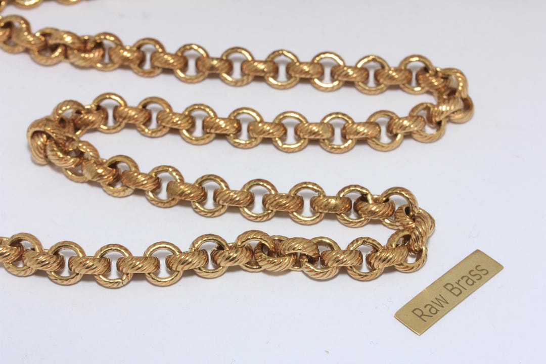 8,5mm Raw Brass Rolo Chain, Soldered Chain, Bulk Lot Chain, Ring Link ...