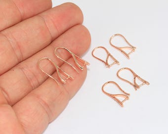 Rose Gold Plated Brass Earring Hooks, 9x20mm Fish Ear Wires, Jewelry Findings, CMR32