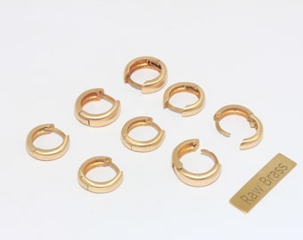 13mm Raw Brass Earrings, Small Leverback Hoops, Small Hoop Earrings, Round Earrings, Brass Earring Hoops, Brass Earring Findings, MLS456