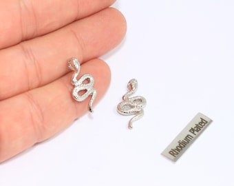 Breloque serpent rhodiée, pendentif en laiton argenté (11 x 23 mm), MTE1535
