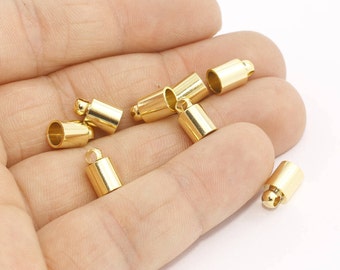 Inner Size 5mm 24k Shiny Gold Bead Caps, Cord End, Cord Tip, End Cap, Bead Cap, Tassel End Caps, DI, MTE332
