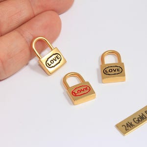 11x18mm Matt Gold Padlock Charms, Mini Lock, Opening Padlock Charm, Love Lock Necklace, Padlock Pendant, Gold Plated Findings, NW, CHK262-8