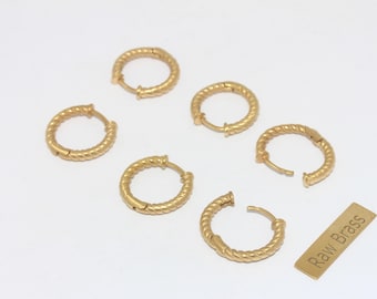 18mm Raw Brass Earrings, Small Leverback Hoops, Medium Hoop Earrings, Braided Hoops, Brass Earring Hoops, Brass Earring Findings, MLS625