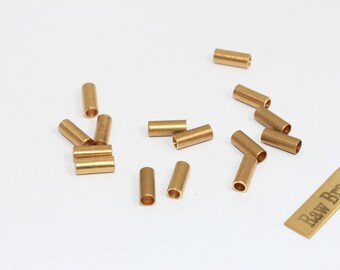 200 Pcs Raw Brass Tube Beads, 4x10mm Spacer Beads, QD, KA50