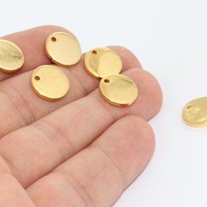 12mm 24k Shiny Gold Coins, Round Charms, Disc Charms, Personalized Disc, Stamping Tag, Coins, Bracelet Coins, Gold Plated Findings, MTE1410