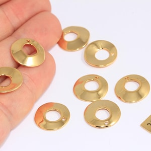 16mm 24k Shiny Gold Hoop Pendant, Hoop Necklace Charms, Earring Drop Settings, Hoop Earrings, Charms, Gold Plated Findings, XP17
