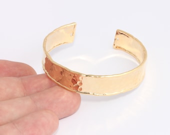 14mm 24k Shiny Gold Cuff Bracelet, Handmade Gold Bracelet Bangle, Hammered Cuff Bracelet, Bracelet Bangle, Gold Plated Bracelets, CHK656