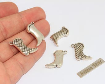 8x20mm Antique Silver Cowboy Boot Charms,  Wester Cowboy Pendant, BRT493
