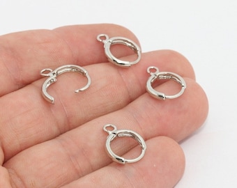 12x15mm Rhodium Plated Earrings, Leverback Earrings, Leverback Ear Hoops, Earring Findings, Hoops, Silver Plated Findings, lbe, LBM, CHK488