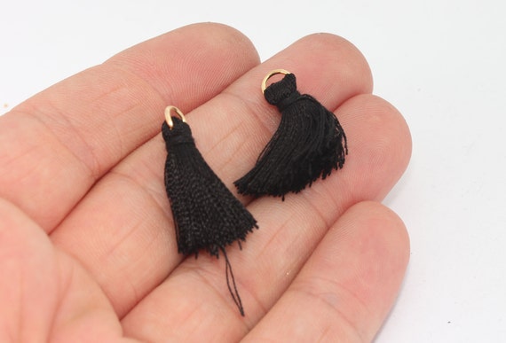 10 Pcs Black tassels,  Mini Tassels, 2,5cm , Short Thread Cotton Tassels, Cotton Tassels, XSL1