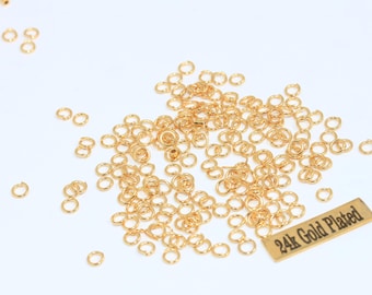 100 Pcs 22 Ga 4mm 24k Shiny Gold Jump Rings, Open Rings, Bracelet Connectors, Jewelry Making Supplies, Gold Plated Findings, FJR, DOM31