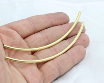 3 sztuk surowego mosiądzu rury Charms, zakrzywione metalowe koraliki rurki, bar rury, 3x3x100mm, pozłacane zakrzywione rury, TBR11